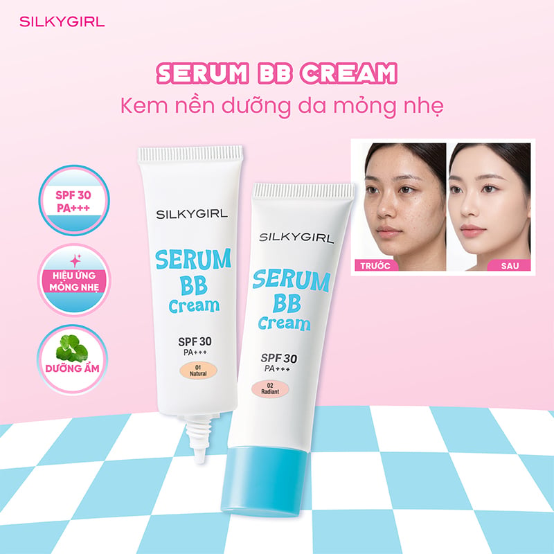 Kem Nền Silkygirl Mỏng Nhẹ Serum Bb Cream SPF30 PA+++ 20ml