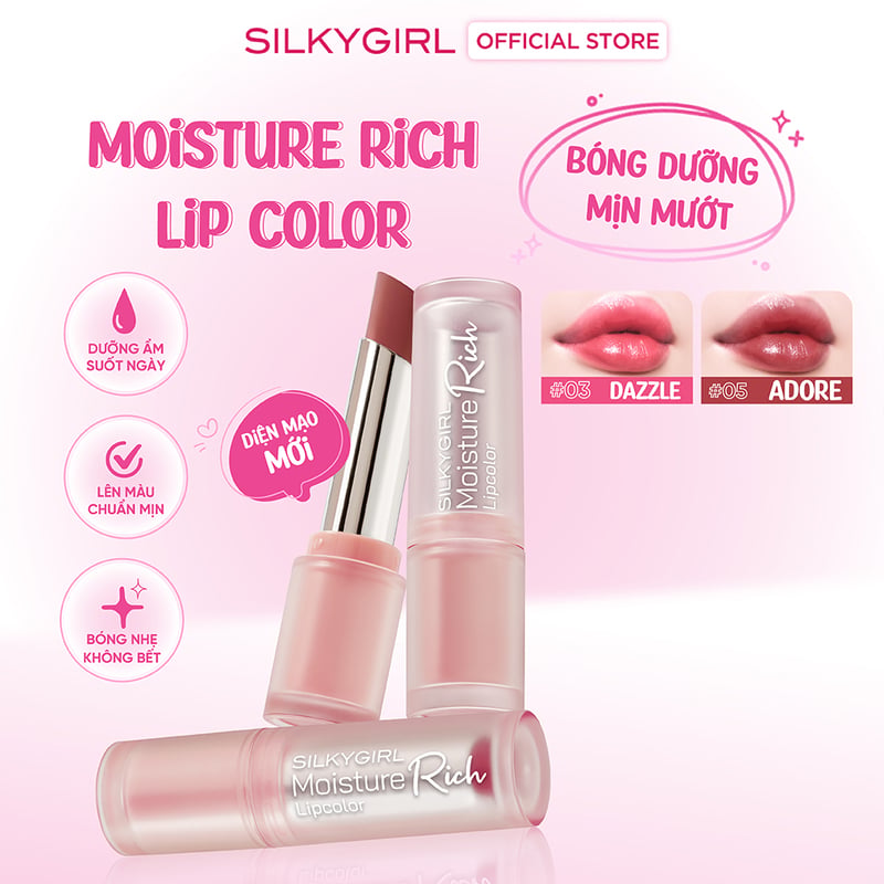 Son Bóng Dưỡng Môi Silkygirl Moisture Rich Lipcolor 3g