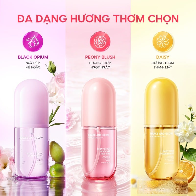 thegioiskinfood.com - Xịt Dưỡng Tóc Hương Nước Hoa Grace And Glow Hair Mist 100ml