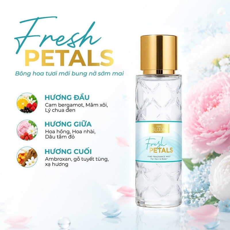 Xịt Thơm Tóc & Cơ Thể Cindy Bloom Fine Fragrance Mist For Hair & Body Cindy Bloom 210ml