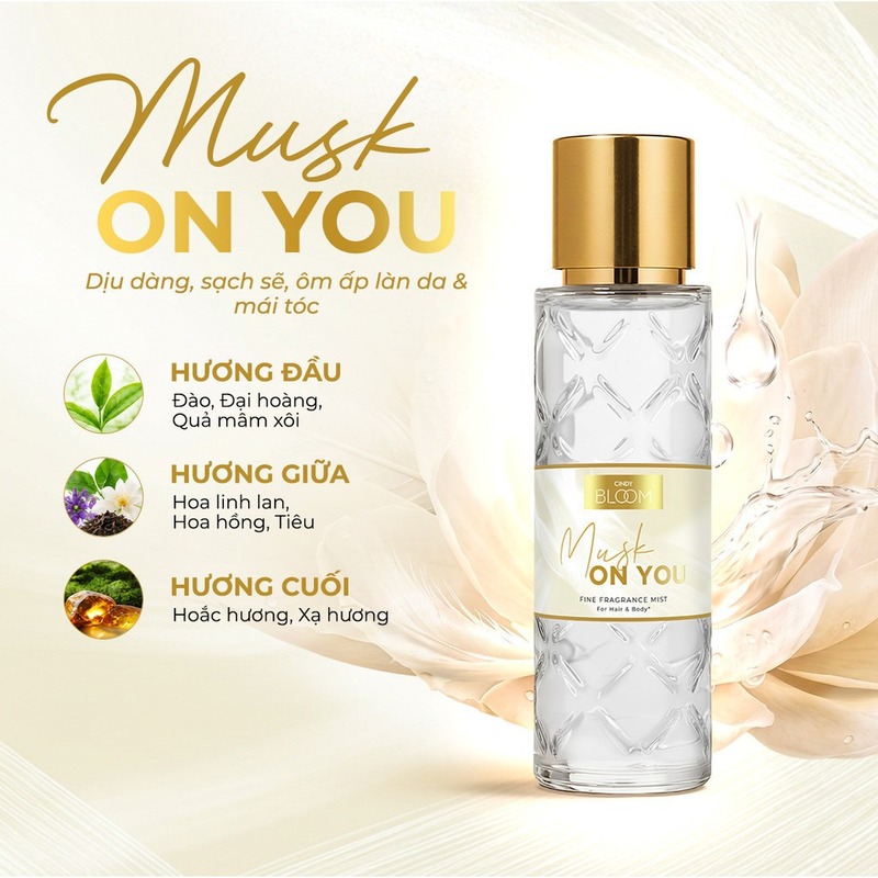 Xịt Thơm Tóc & Cơ Thể Cindy Bloom Fine Fragrance Mist For Hair & Body Cindy Bloom 210ml