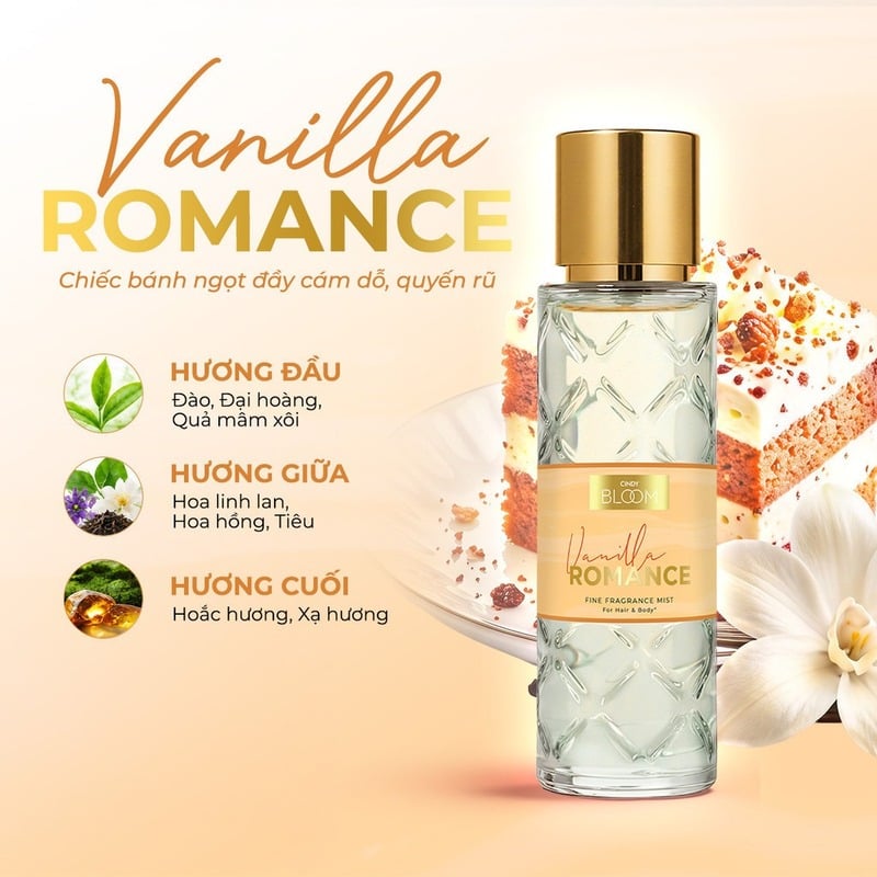 Xịt Thơm Tóc & Cơ Thể Cindy Bloom Fine Fragrance Mist For Hair & Body Cindy Bloom 210ml