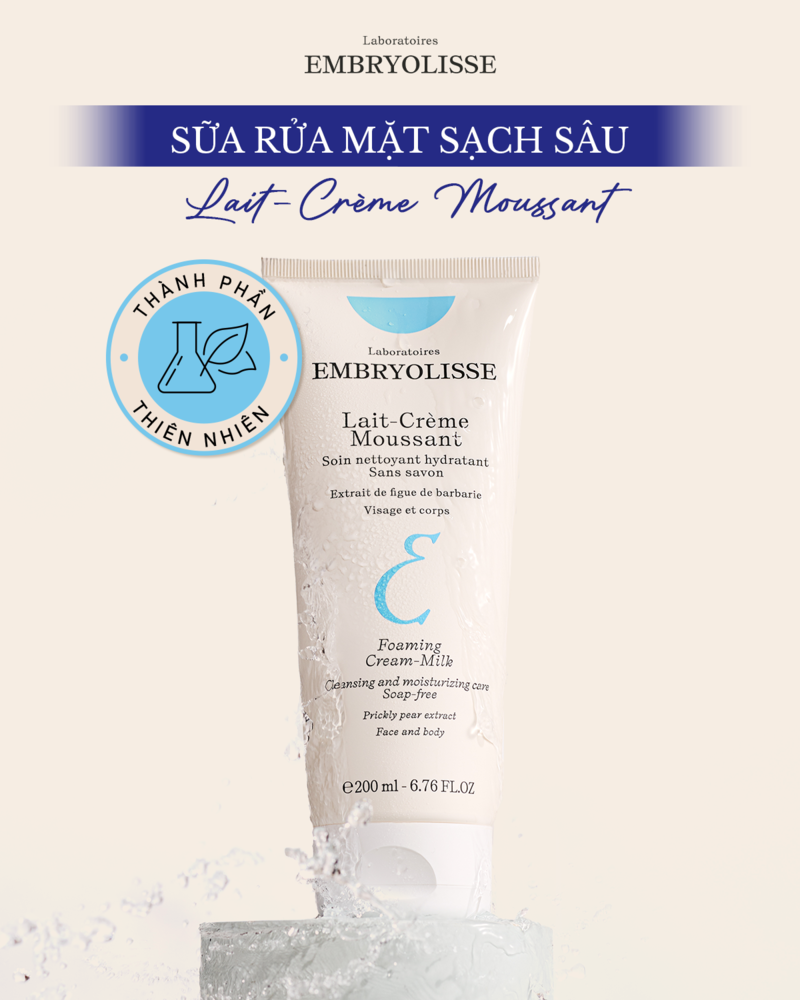 Sữa Rửa Mặt Sạch Sâu, Cấp Ẩm Embryolisse Lait-Crème Moussant 200ml