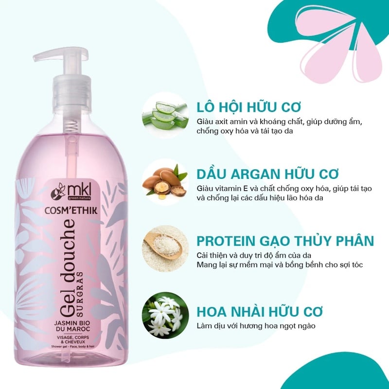 thegioiskinfood.com - Gel Tắm Hữu Cơ Chiết Xuất Thiên Nhiên MKL Shower Gel 1000ml