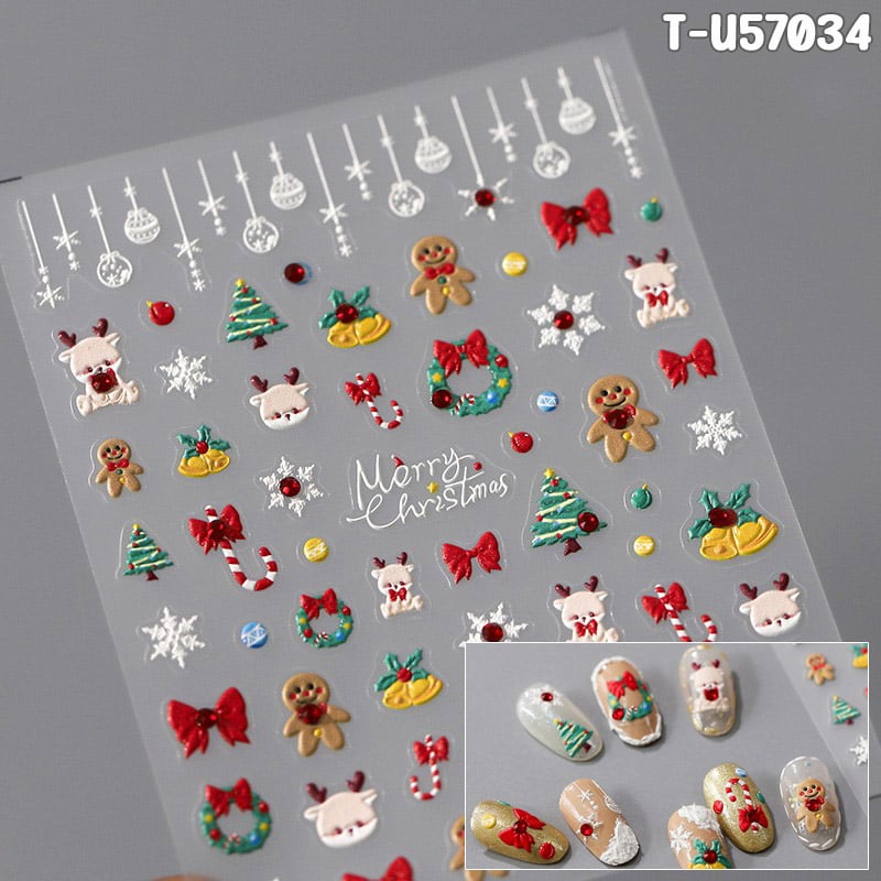 thegioiskinfood.com - Sticker Nail TENSOR 5D, Miếng Dán Trang Trí Móng Cao Cấp, Họa Tiết Giáng Sinh Dễ Thương Ông Già Noel