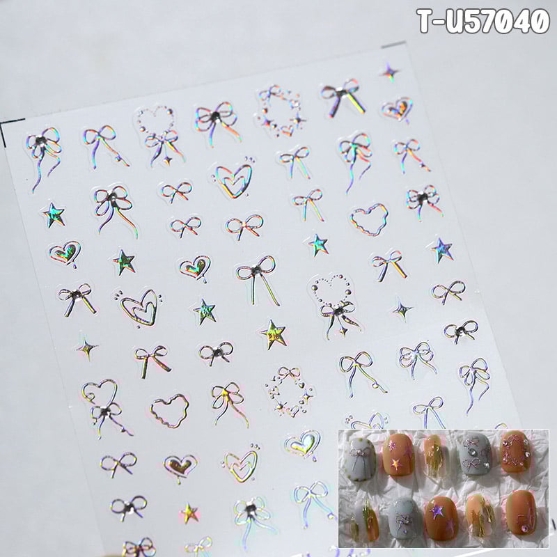 thegioiskinfood.com - Sticker Nail TENSOR 5D Miếng Dán Trang Trí Móng Cao Cấp, Họa Tiết Nơ Bướm, Trái Tim, Siêu Xinh, Mẫu Đa Dạng