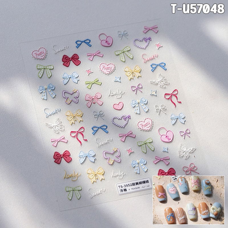 thegioiskinfood.com - Sticker Nail TENSOR 5D Miếng Dán Trang Trí Móng Cao Cấp, Họa Tiết Nơ Bướm, Trái Tim, Siêu Xinh, Mẫu Đa Dạng