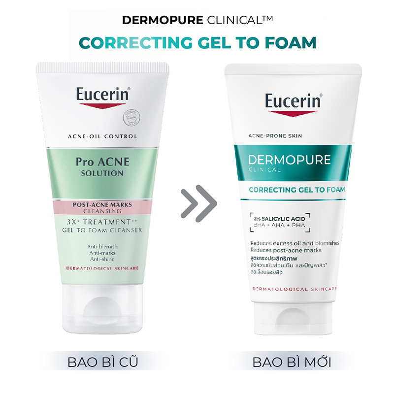 thegioiskinfood.com - Gel Rửa Mặt Cho Da Dầu Mụn Eucerin Dermopure Clinical Correcting Gel To Foam