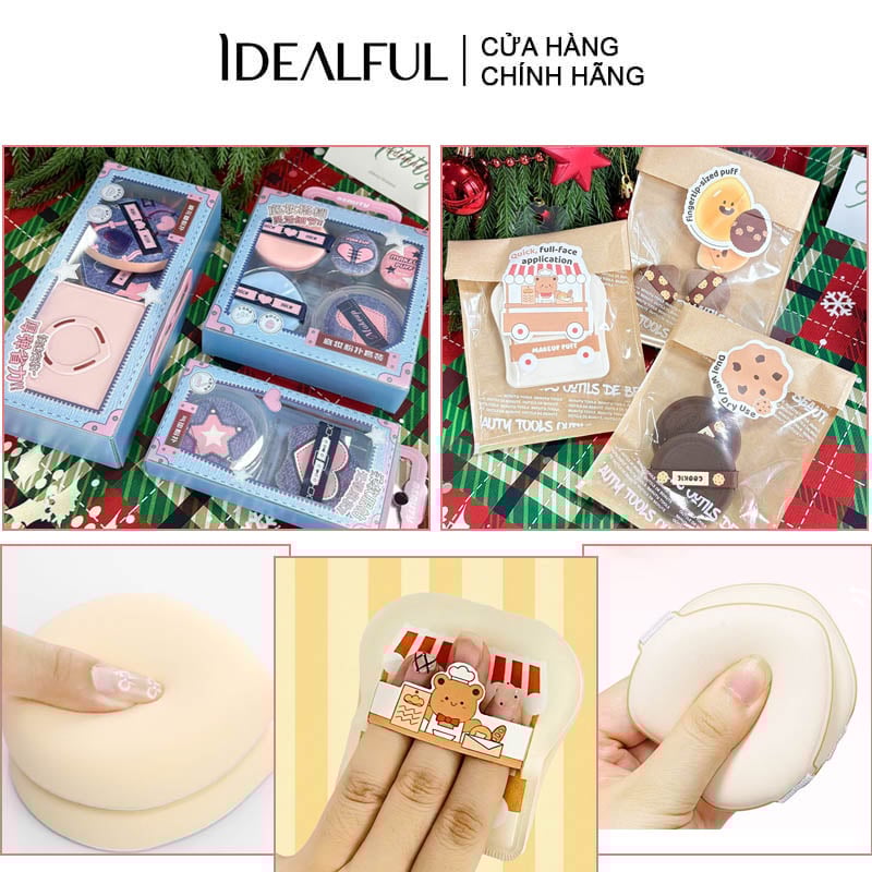 thegioiskinfood.com - Bông Mút Trang Điểm Tán Nền, Tán Cushion Tiện Lợi Idealful Makeup Foundation Puff