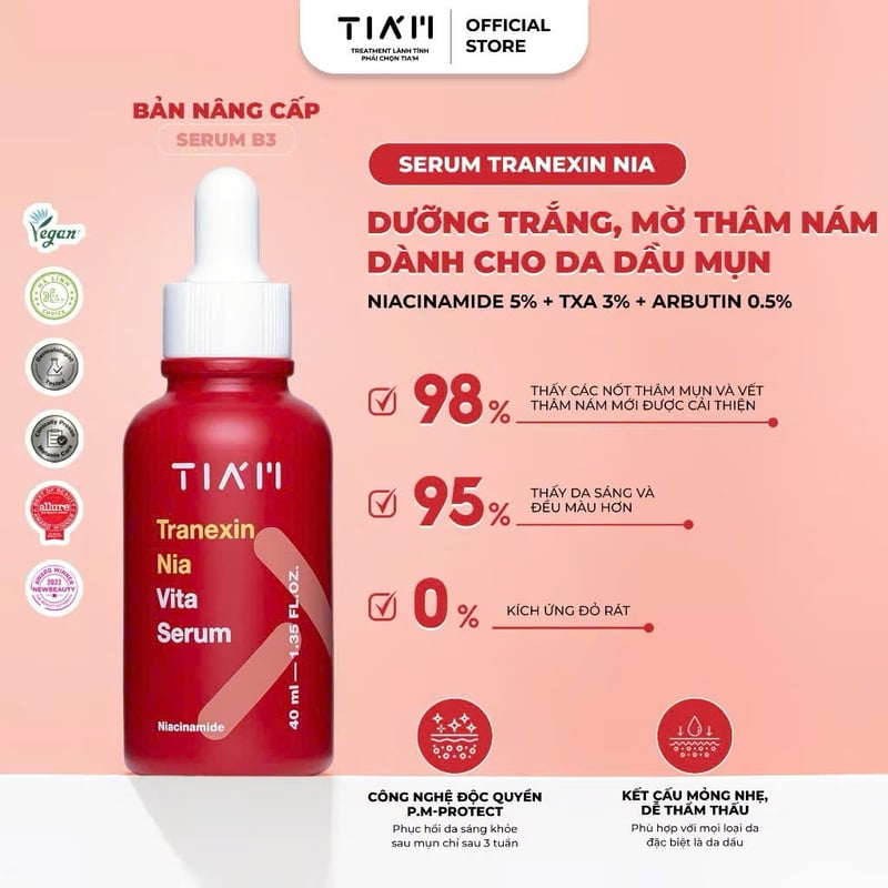 thegioiskinfood.com - Serum Tiam Dưỡng Trắng Da, Giảm Thâm Nám, Hỗ Trợ Phục Hồi Da Sau Mụn