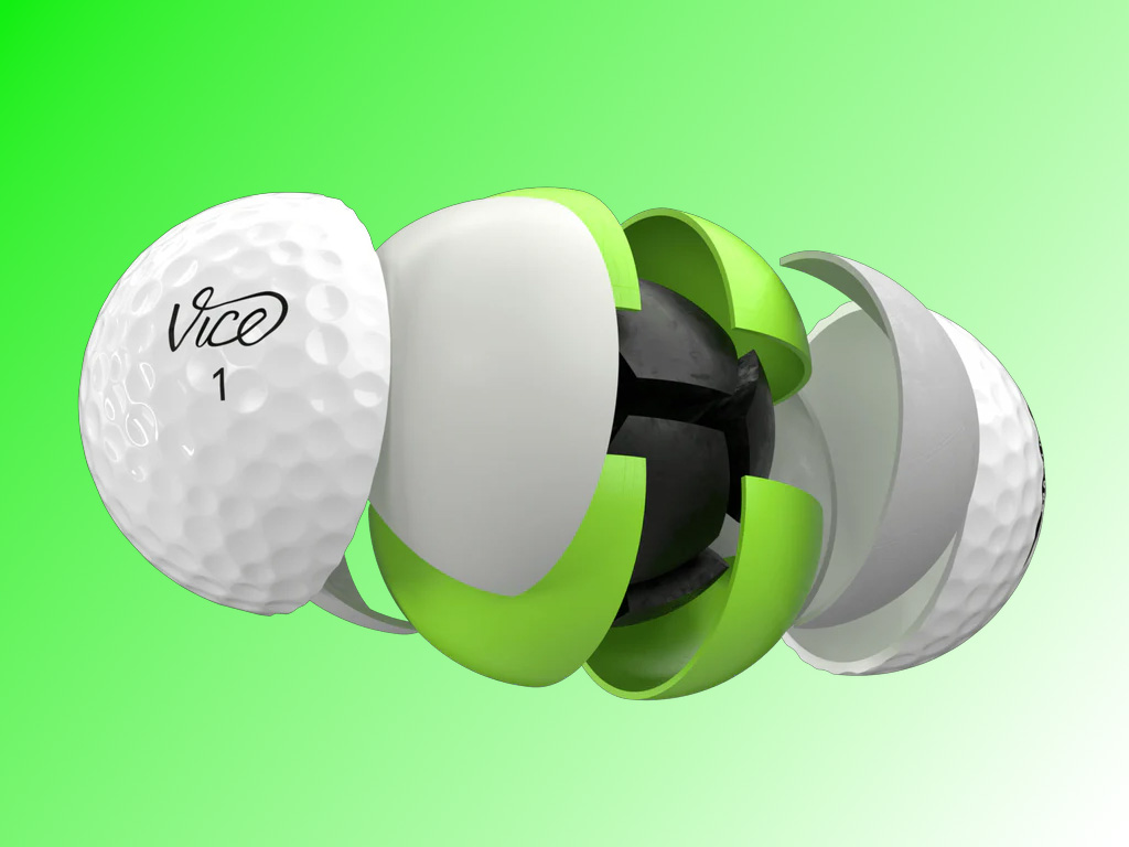 Lớp vỏ Cast Urethane siêu mỏng giúp bóng golf Vice Pro Plus neon tạo độ xoáy cao và kiểm soát xuất sắc quanh green.