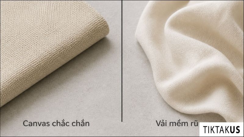 Canvas rất dễ nhận biết khi quan sát gần hoặc chạm trực tiếp nhờ bề mặt thô ráp nhẹ