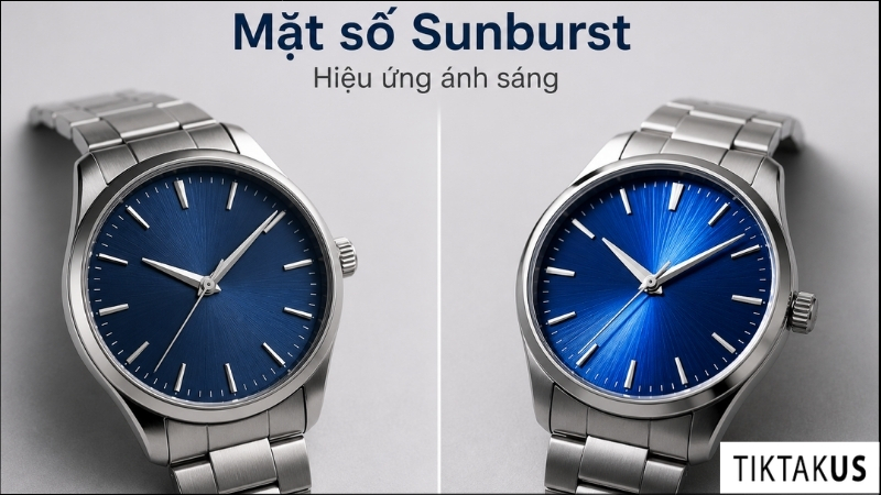 Mặt số sunburst là kỹ thuật hoàn thiện bề mặt đặc trưng bởi các đường vân mịn tỏa từ tâm ra viền