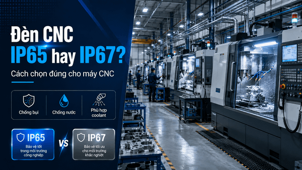 ĐÈN CNC IP65 HAY IP67? CÁCH CHỌN ĐÚNG CHO MÁY CNC
