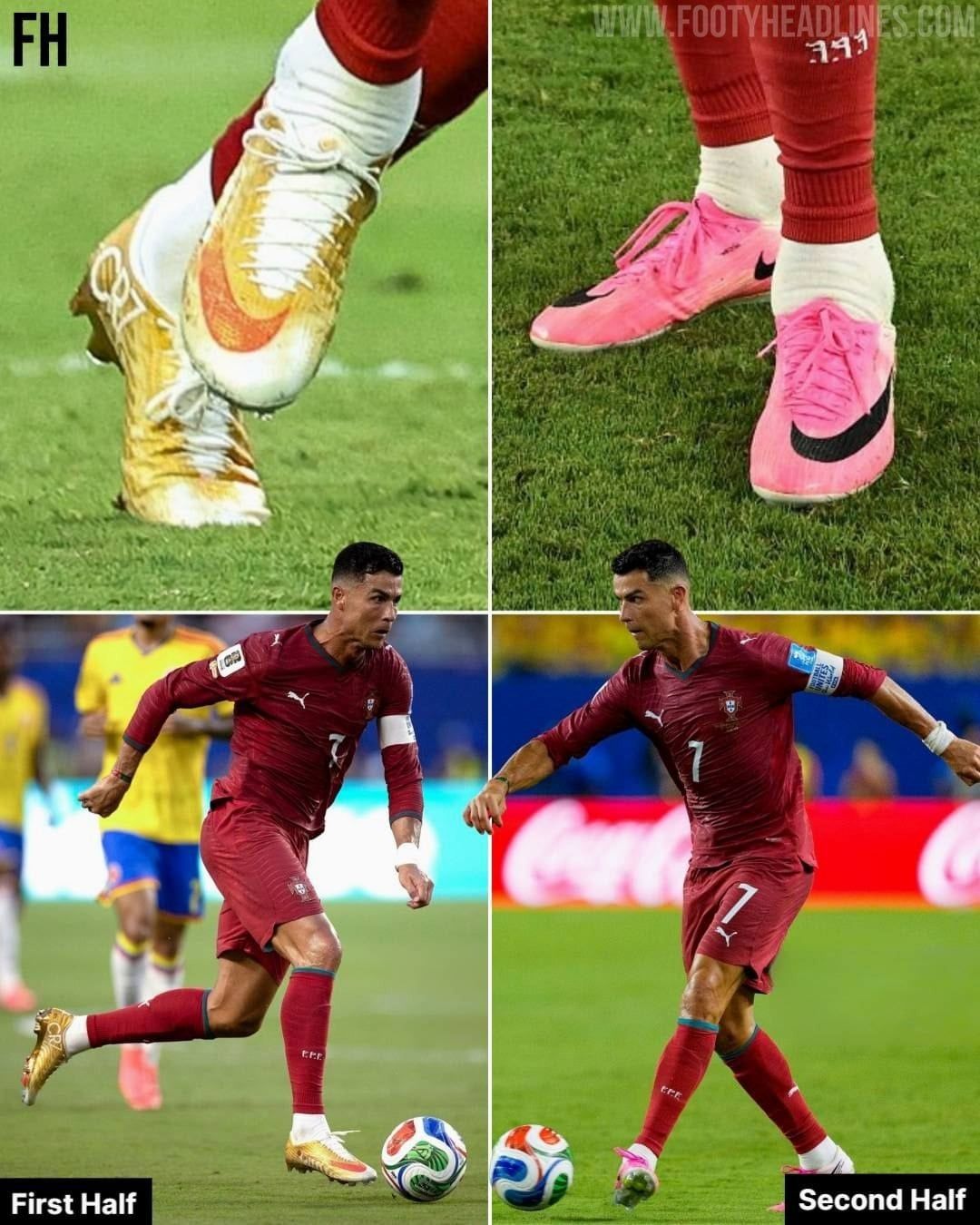 Ronaldo bất ngờ đổi giày đá bóng Nike Mercurial giữa trận gặp Columbia
