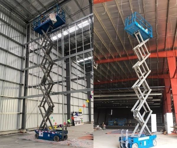 Xe nâng người cắt kéo (Scissor Lift) cho nhà xưởng, kho kín