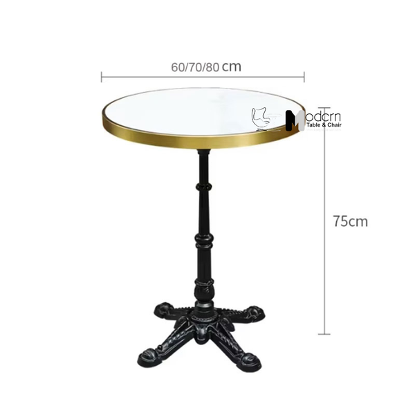 Bàn cafe ngoài trời mặt đá viền inox vàng TE07002-06EC