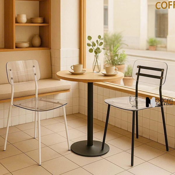 Ghế cafe fastfood thân nhựa chân sắt CC01003-PC