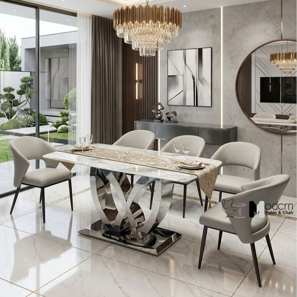 Ghế phòng ăn chân sắt có lưng tựa CN16008-P - Màu kem