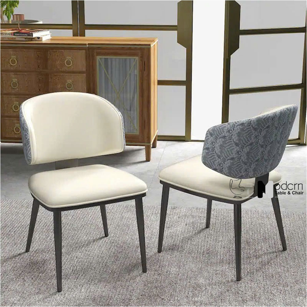 Ghế cafe nệm simili chân sắt sơn đen CN23005-P - Màu kem bông