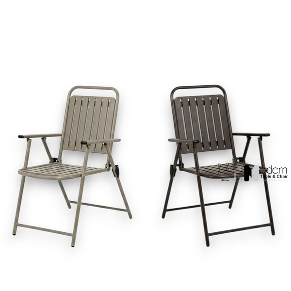 Ghế xếp sân vườn nan nhựa giả gỗ có tay CC03002-T