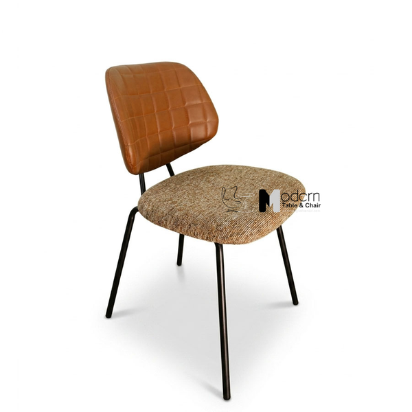 Ghế cafe nệm vải bố lưng bọc da Nappa CC23001-MP - Màu nâu bò