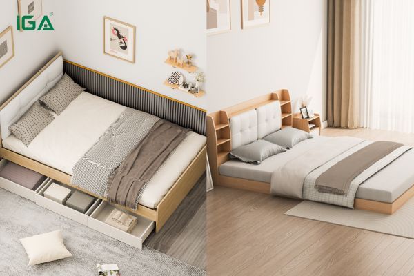 Giường ngủ trong 2 không gian nhỏ và rộng