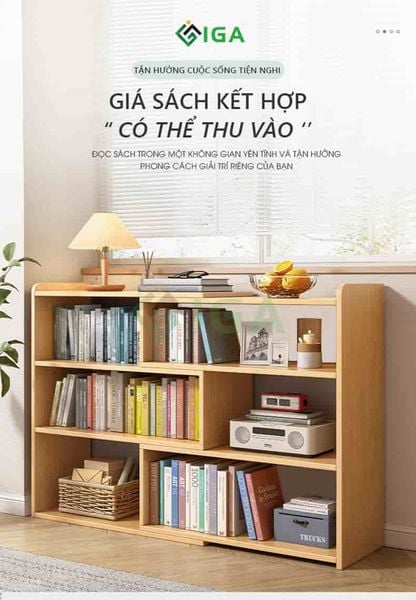 Kệ sách gỗ thông minh - GP209 đẹp, hấp dẫn
