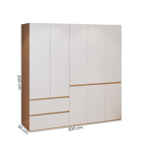 Tủ quần áo 5 cánh vân gỗ Trắng - GP341 đẹp, nhỏ gọn