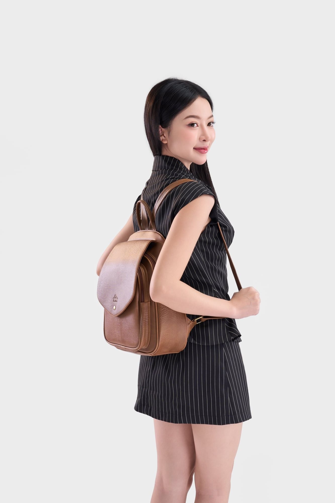 Balo Lata (Thời trang nữ phối nắp gập - Balo da BAL82)