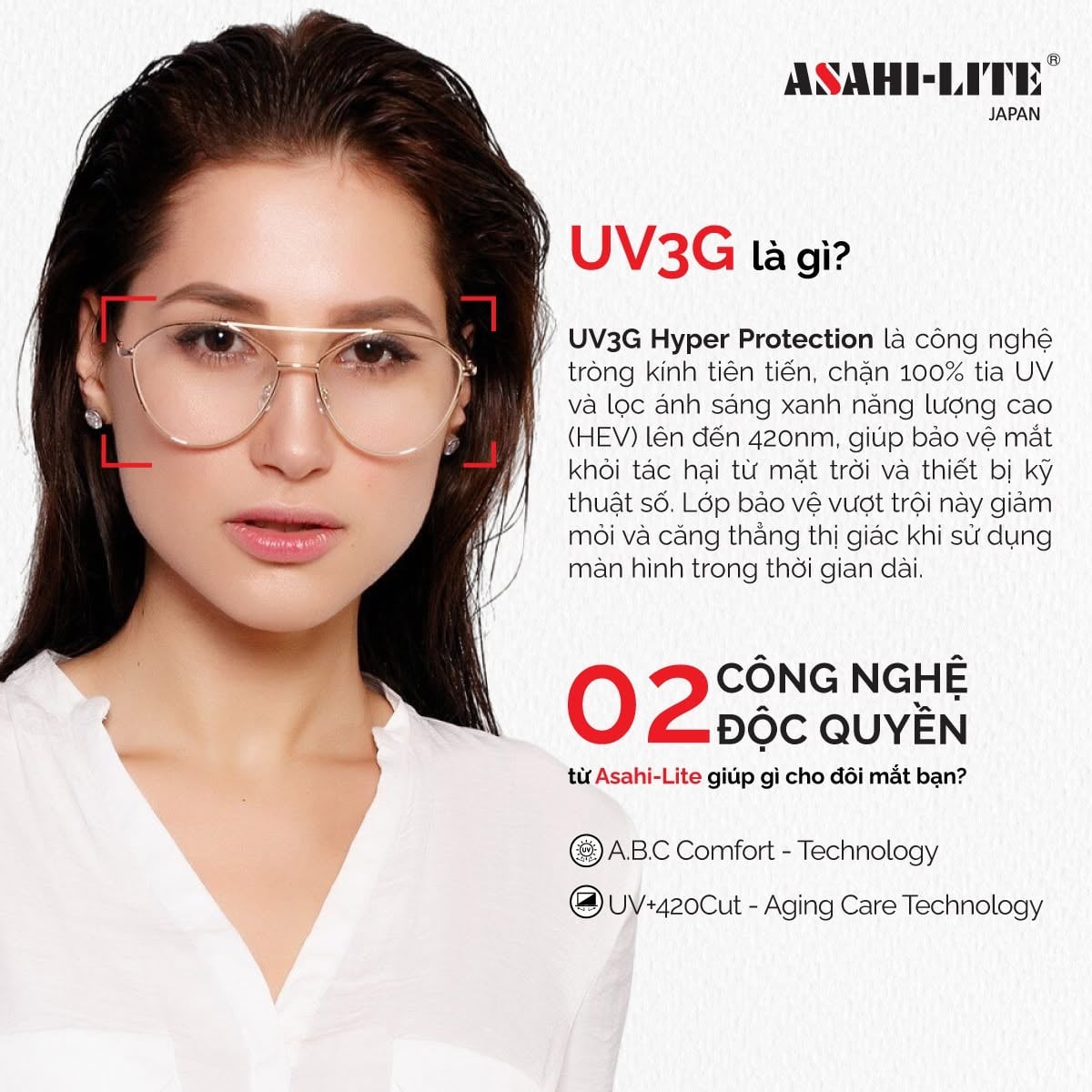 Tròng Kính Chống Ánh Sáng Xanh Asahi-Lite 1.60 UV3G Hyper Protection