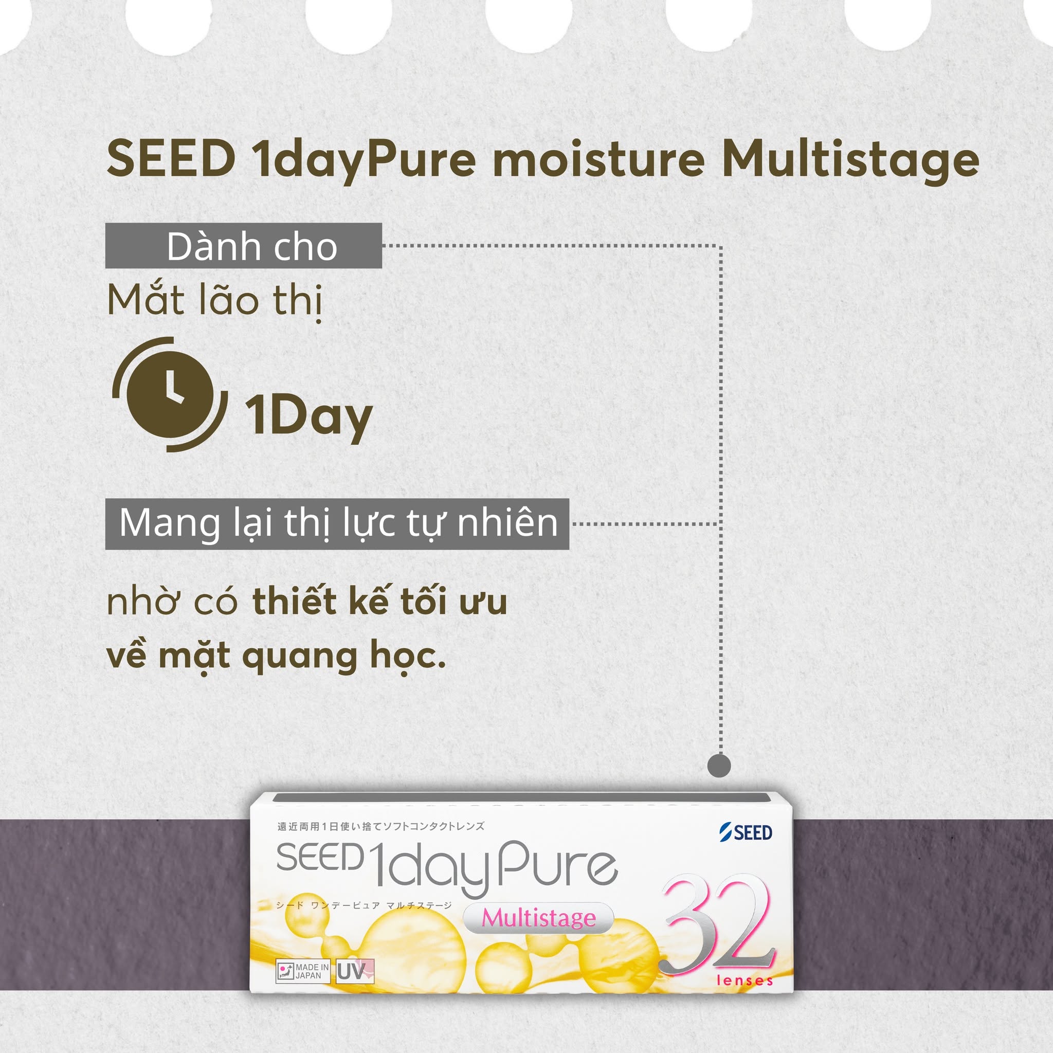 Kính Áp Tròng Trong Suốt SEED 1dayPure Moisture Multistage (1 Ngày)