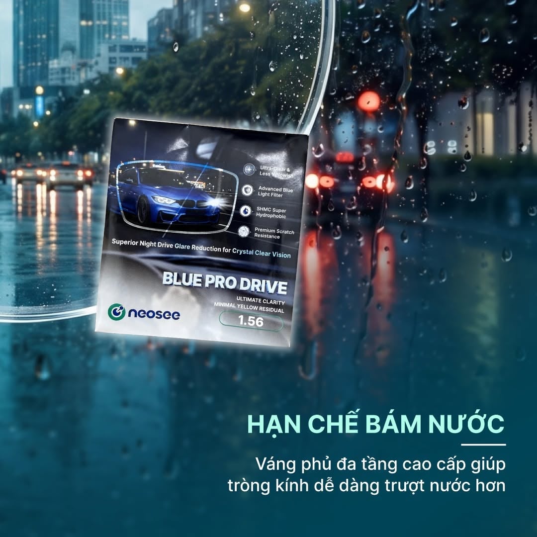 Tròng Kính Chống Ánh Sáng Xanh Neosee Blue Pro Drive AS SHMC 1.56 / 1.60 / 1.67