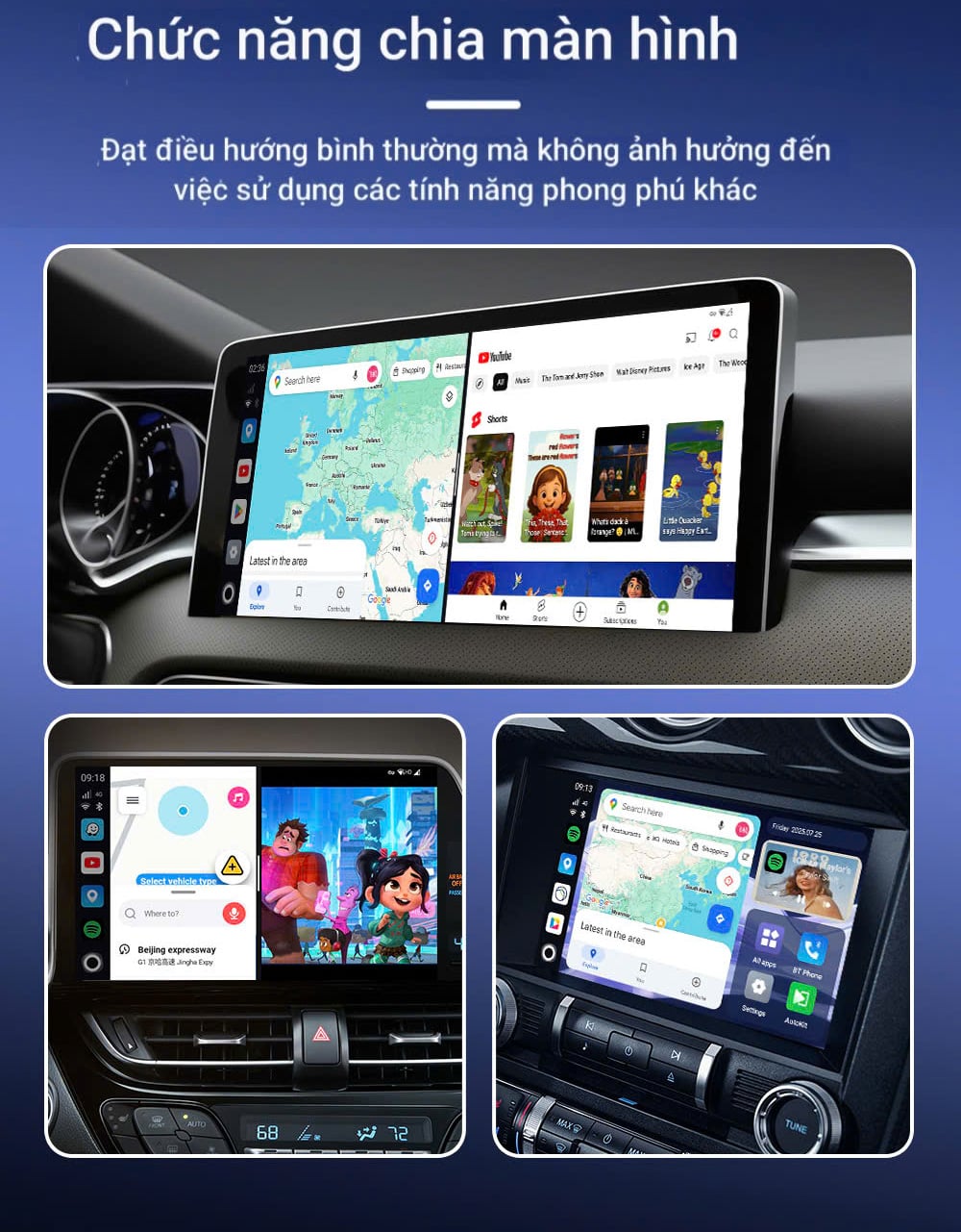 Android Box Carlinkit Tbox Ultra 2 chia đôi màn hình