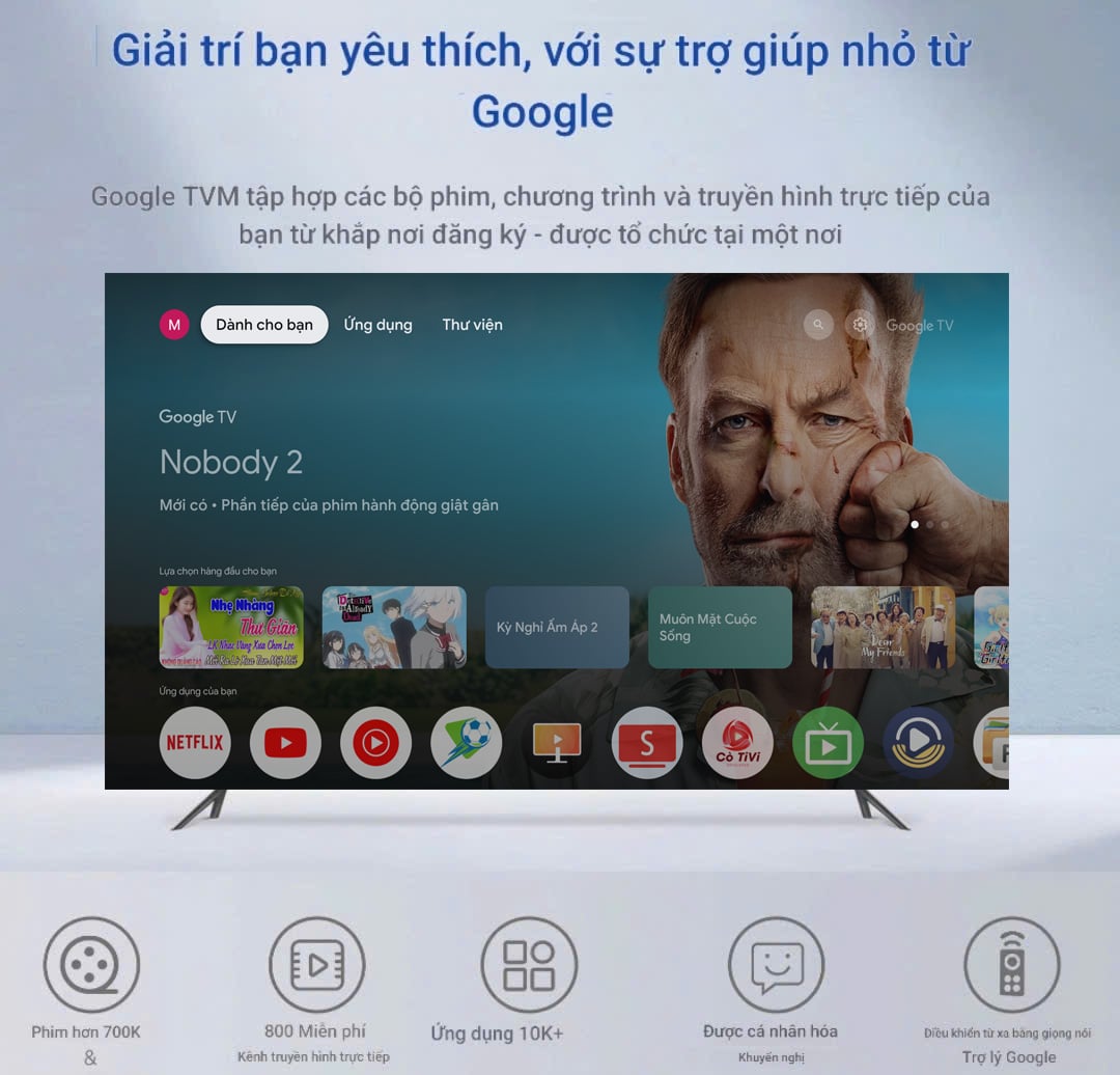 Giao diện Google TV mới nhất trên Onn Plus