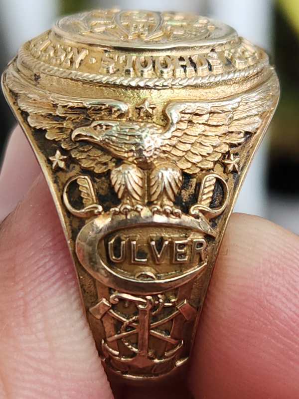 nhẫn mỹ xưa ốp vàng 10k Balfour trường dự bị đại học Culver