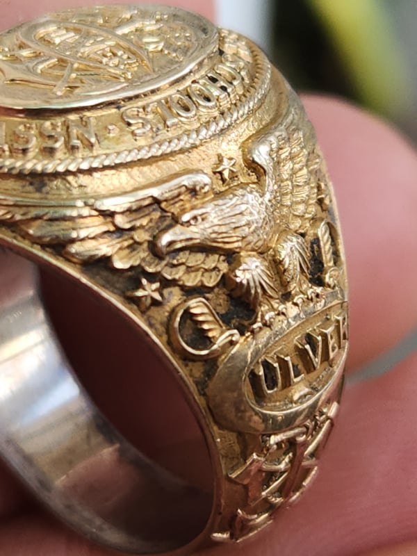 nhẫn mỹ xưa ốp vàng 10k Balfour trường dự bị đại học Culver