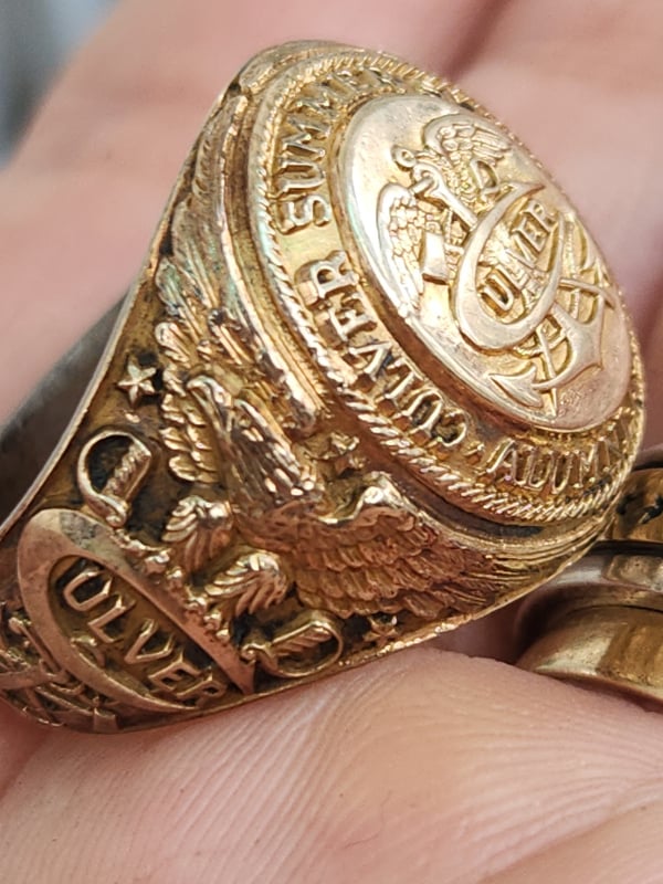 nhẫn mỹ xưa ốp vàng 10k Balfour trường dự bị đại học Culver