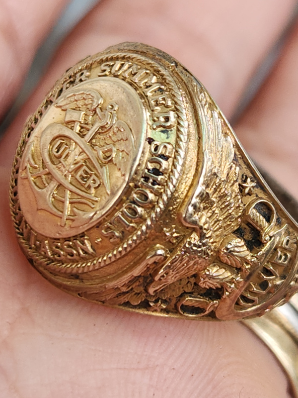 nhẫn mỹ xưa ốp vàng 10k Balfour trường dự bị đại học Culver