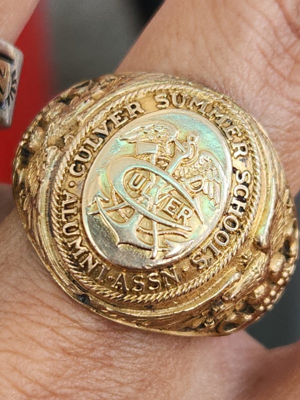 nhẫn mỹ xưa ốp vàng 10k Balfour trường dự bị đại học Culver