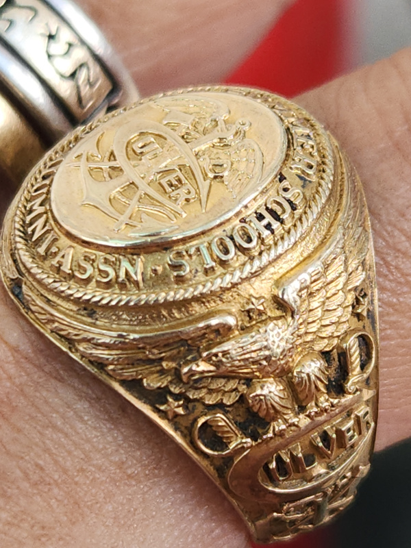 nhẫn mỹ xưa ốp vàng 10k Balfour trường dự bị đại học Culver