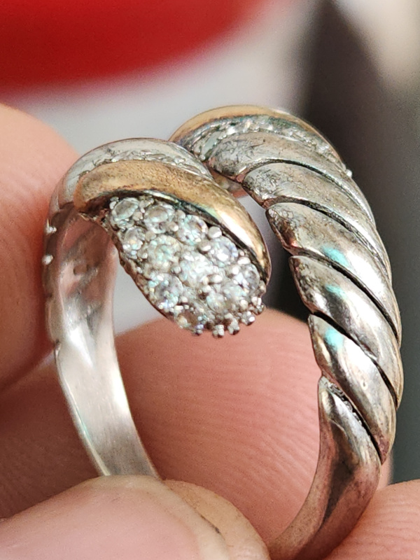 nhẫn mỹ nữ bạc xưa vàng 14k đính kim cương hột xoàn thiên nhiên