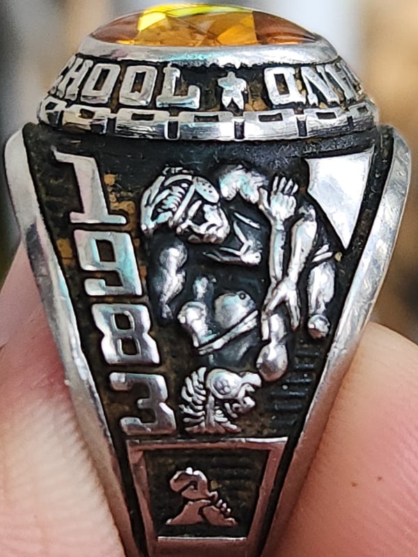 nhẫn mỹ xưa 1983 HJ Ultrium hột vàng hổ phách