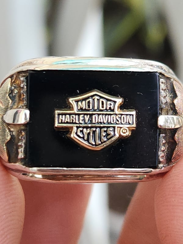 nhẫn mỹ xưa Harley Davidson vàng tam khí