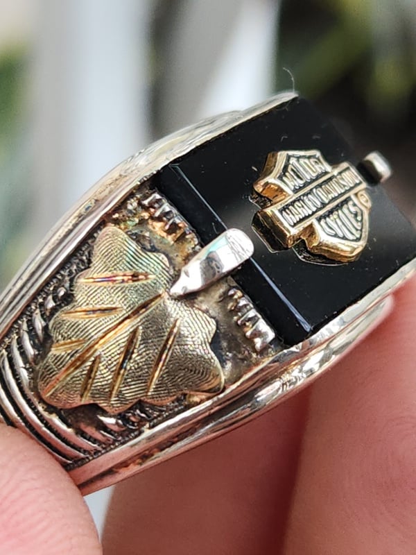 nhẫn mỹ xưa Harley Davidson vàng tam khí