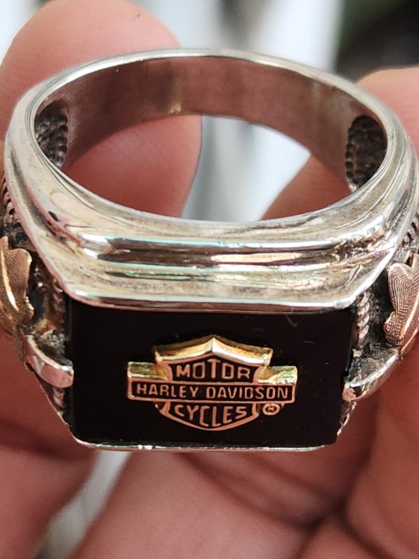 nhẫn mỹ xưa Harley Davidson vàng tam khí