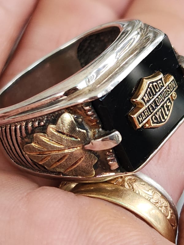 nhẫn mỹ xưa Harley Davidson vàng tam khí