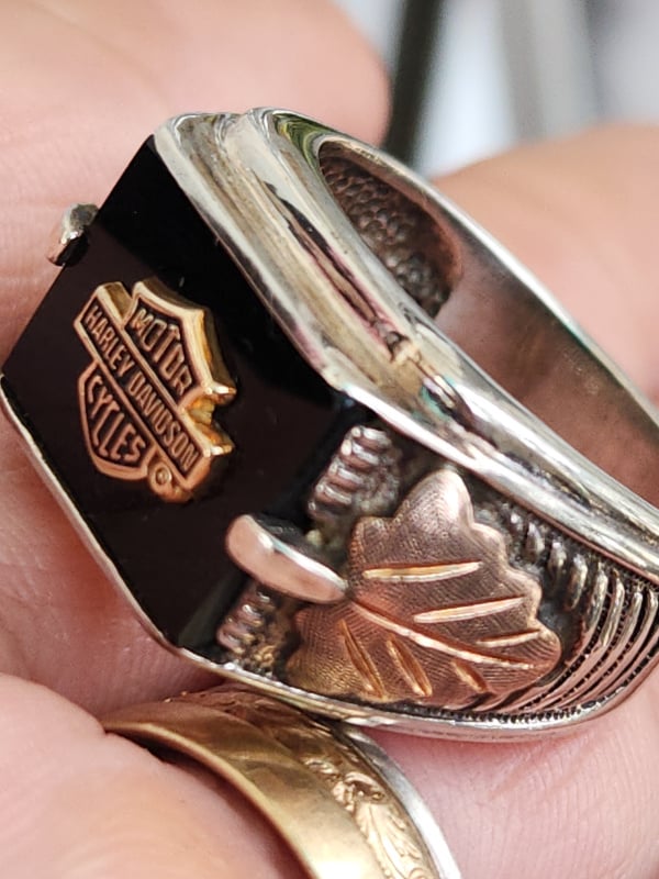 nhẫn mỹ xưa Harley Davidson vàng tam khí