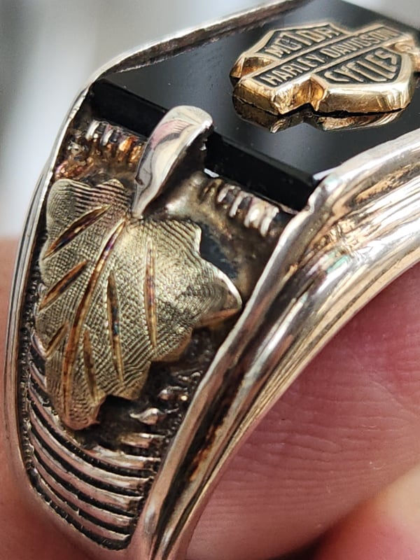 nhẫn mỹ xưa Harley Davidson vàng tam khí