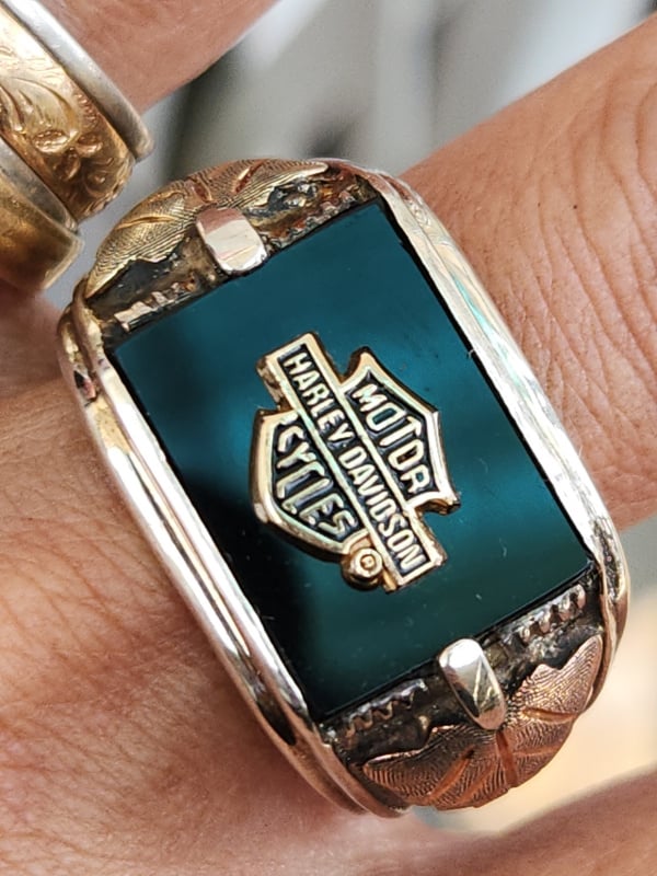 nhẫn mỹ xưa Harley Davidson vàng tam khí